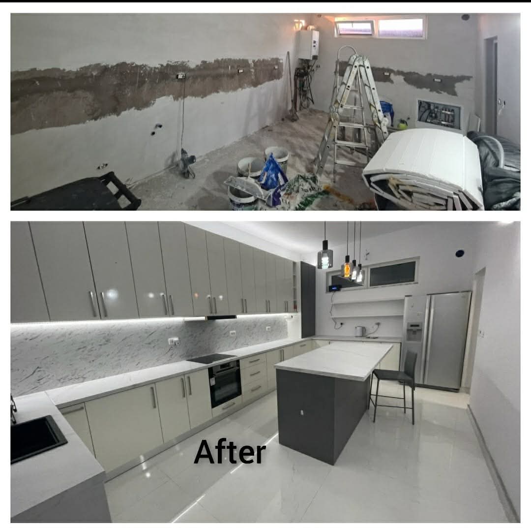 Before and after — Kitchen build from shell