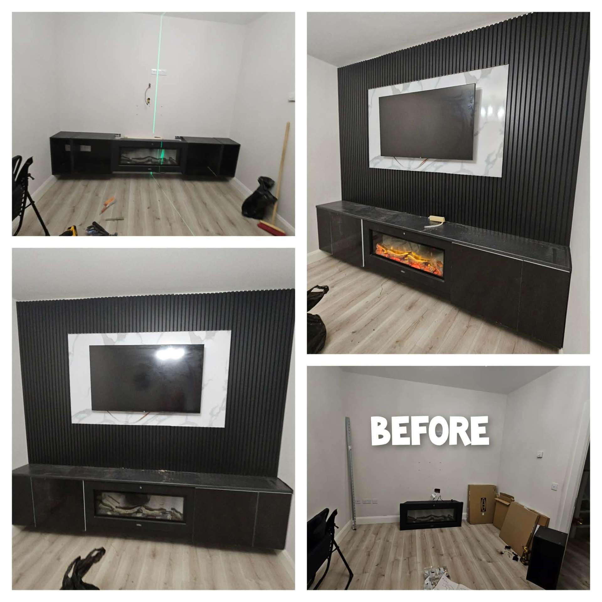 TV & fireplace wall — Handyman Dublin